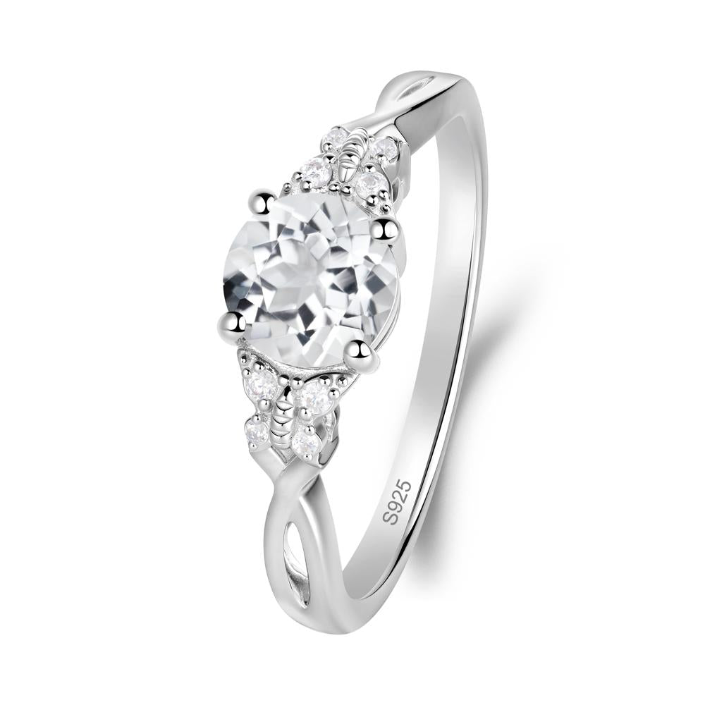 Round White Topaz Butterfly Ring - LUO Jewelry #metal_sterling silver