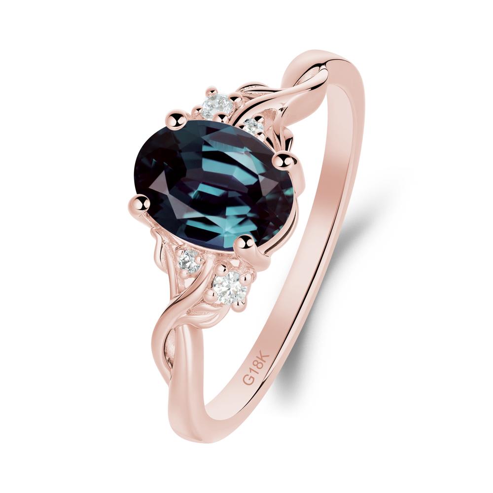 Twist Band Alexandrite Leaf Ring - LUO Jewelry #metal_18k rose gold