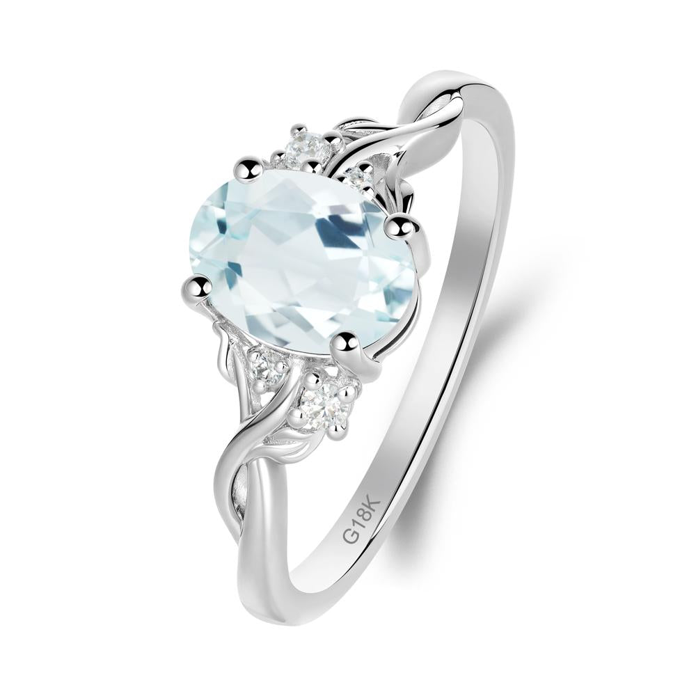 Twist Band Aquamarine Leaf Ring - LUO Jewelry #metal_18k white gold