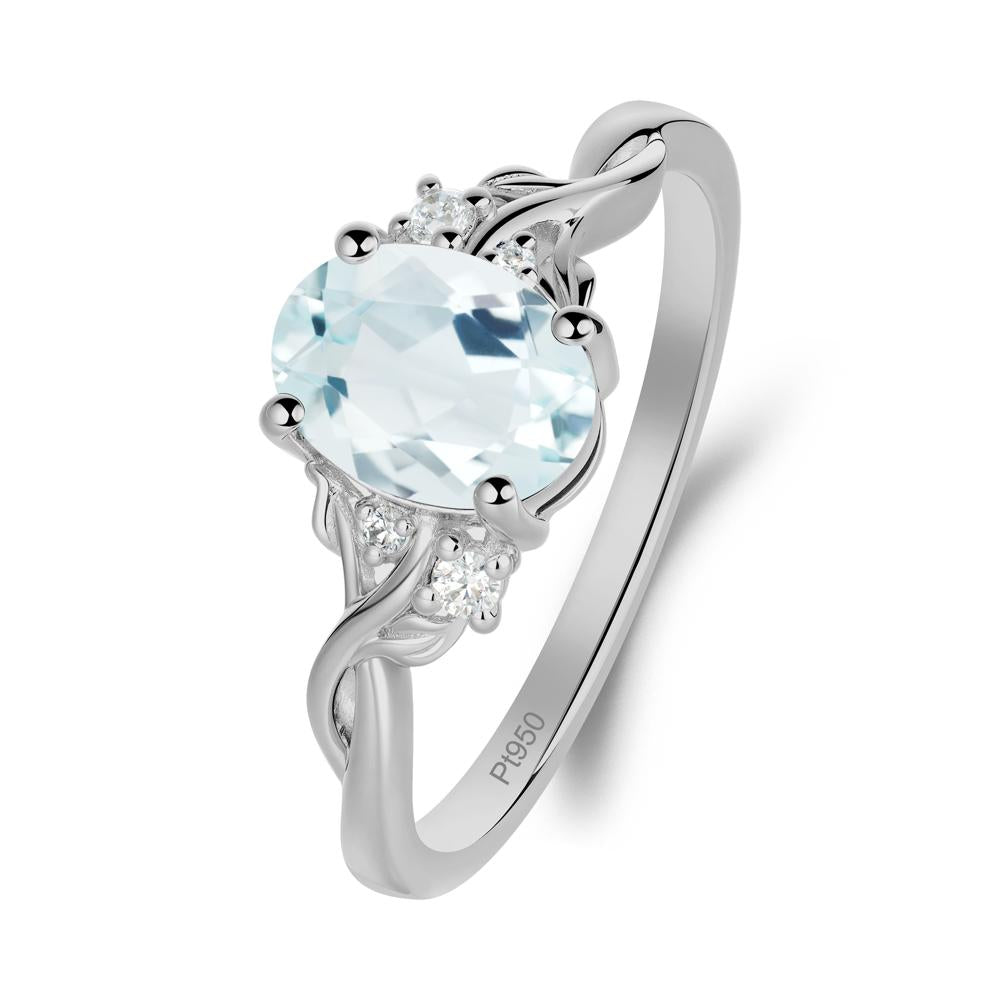 Twist Band Aquamarine Leaf Ring - LUO Jewelry #metal_platinum
