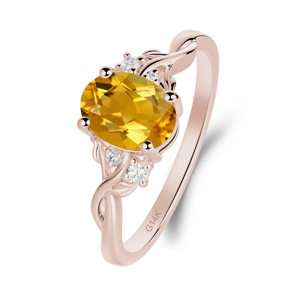 Citrine Leaf Twist Engagement Ring - LUO Jewelry #metal_14k rose gold