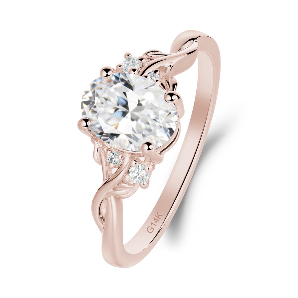 Leaf Inspired Twist Band Cubic Zirconia Ring - LUO Jewelry #metal_14k rose gold