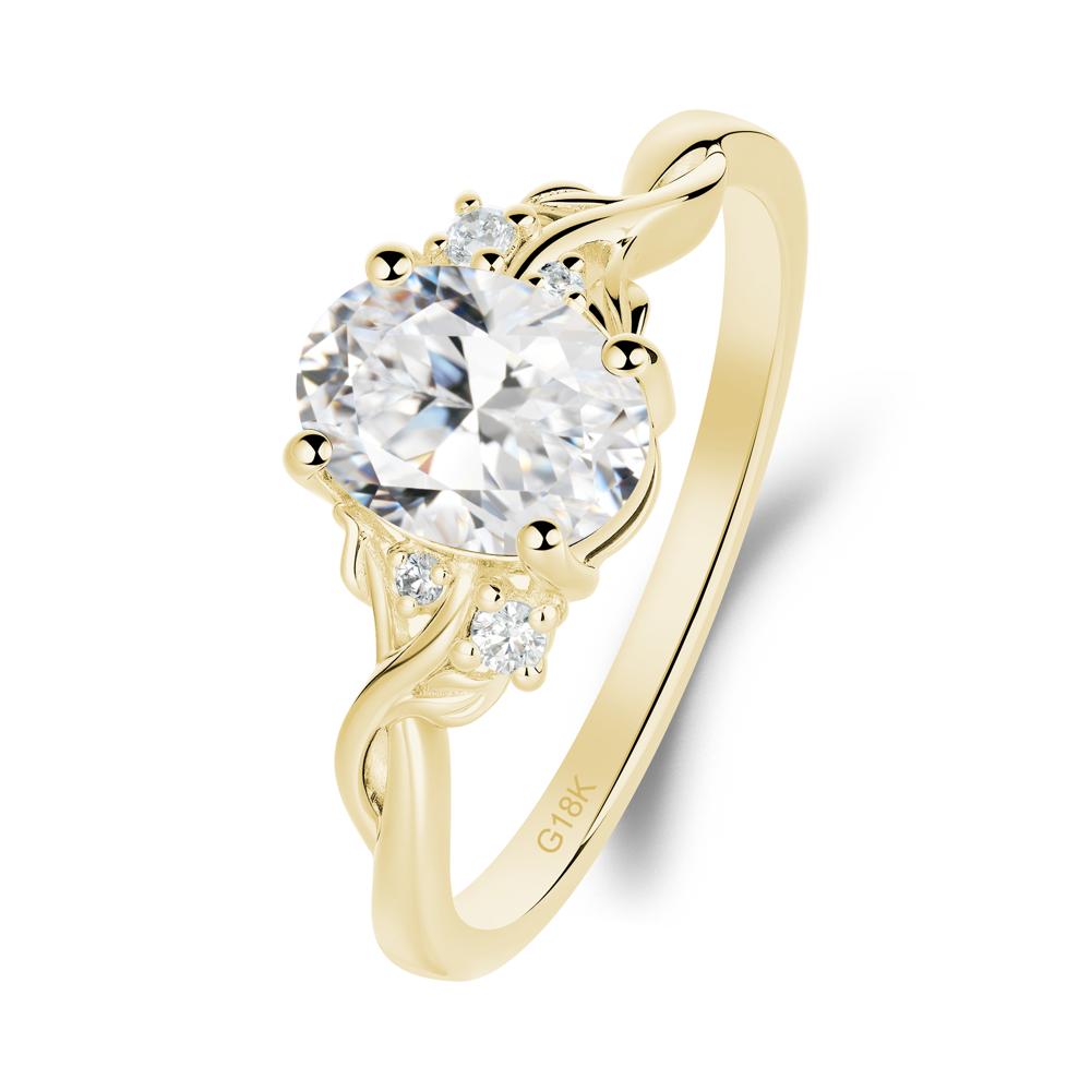 Leaf Inspired Twist Band Cubic Zirconia Ring - LUO Jewelry #metal_18k yellow gold