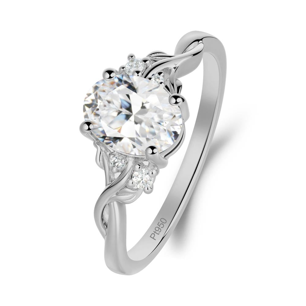 Leaf Inspired Twist Band Cubic Zirconia Ring - LUO Jewelry #metal_platinum