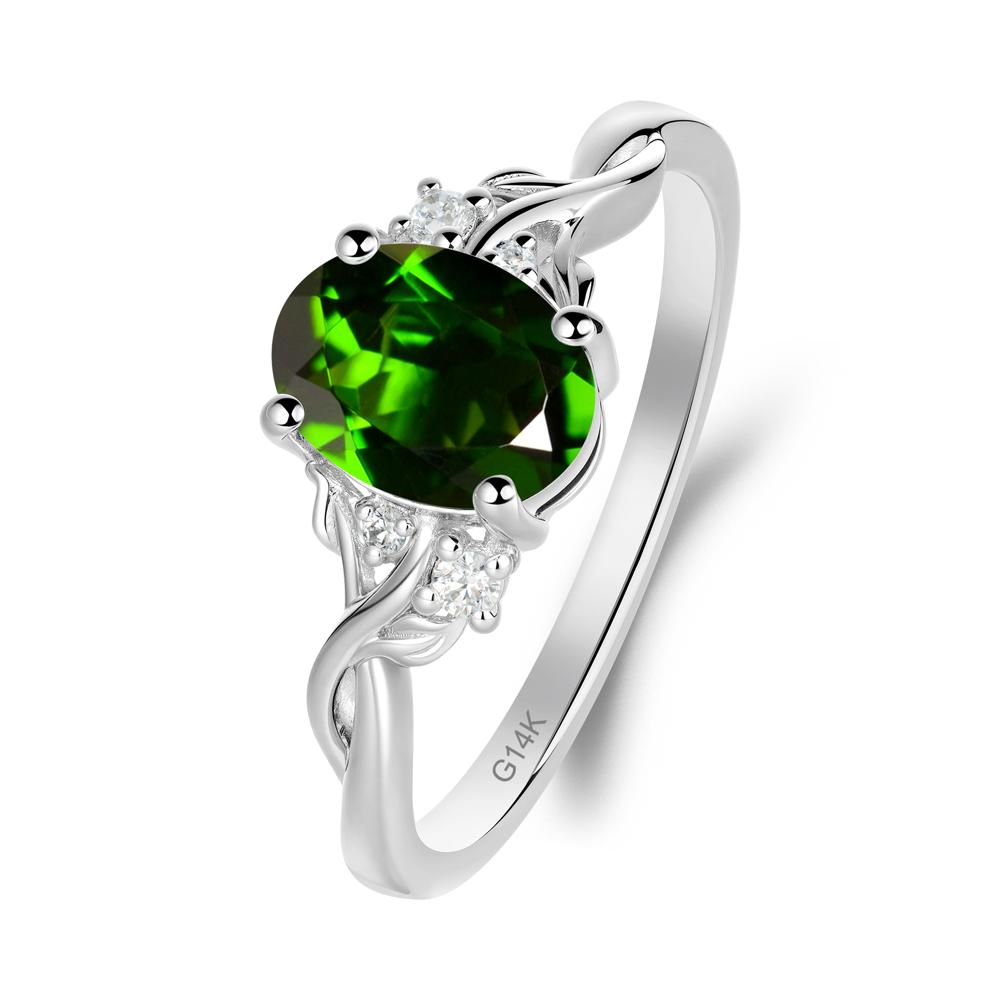 Leaf Inspired Twist Band Diopside Ring - LUO Jewelry #metal_14k white gold