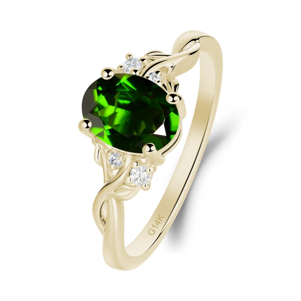 Leaf Inspired Twist Band Diopside Ring - LUO Jewelry #metal_14k yellow gold