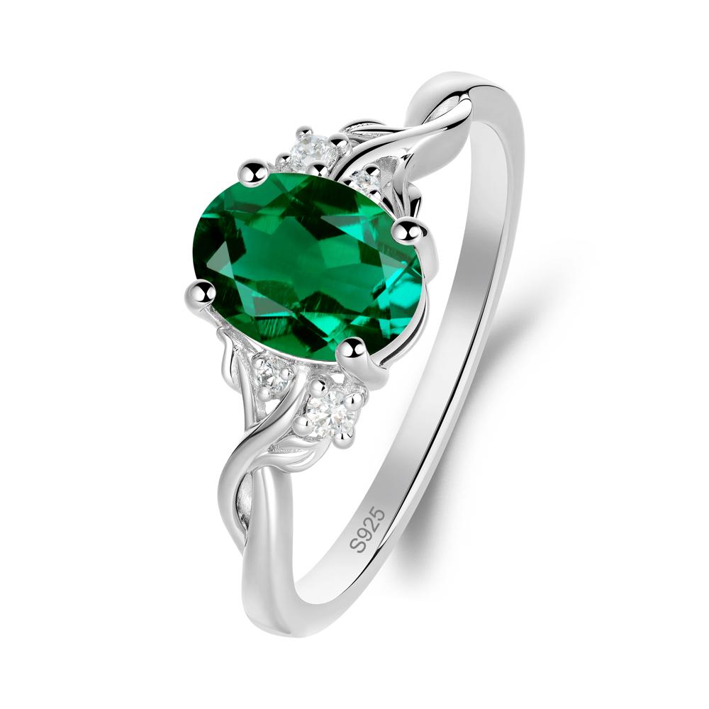 Leaf Inspired Twist Band Emerald Ring - LUO Jewelry #metal_sterling silver