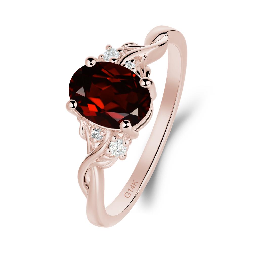 Leaf Inspired Twist Band Garnet Ring - LUO Jewelry #metal_14k rose gold