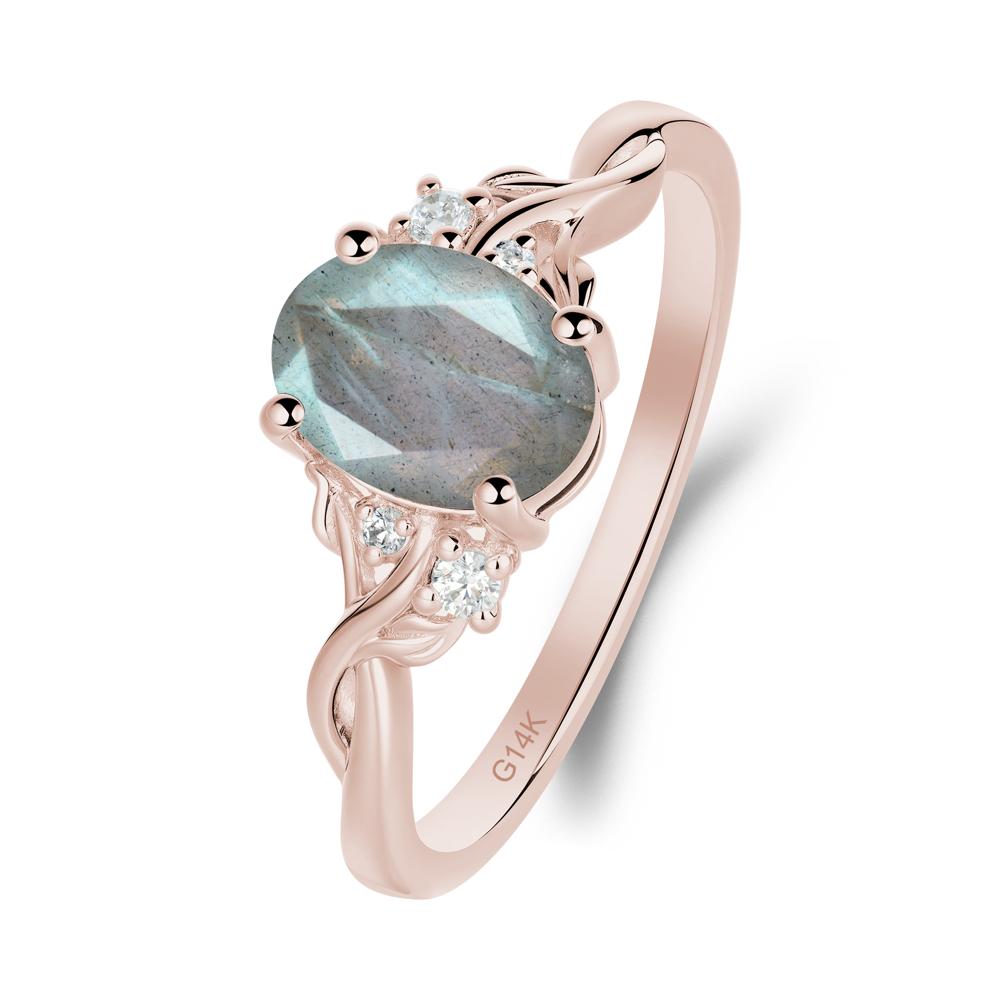 Twist Band Labradorite Leaf Ring - LUO Jewelry #metal_14k rose gold