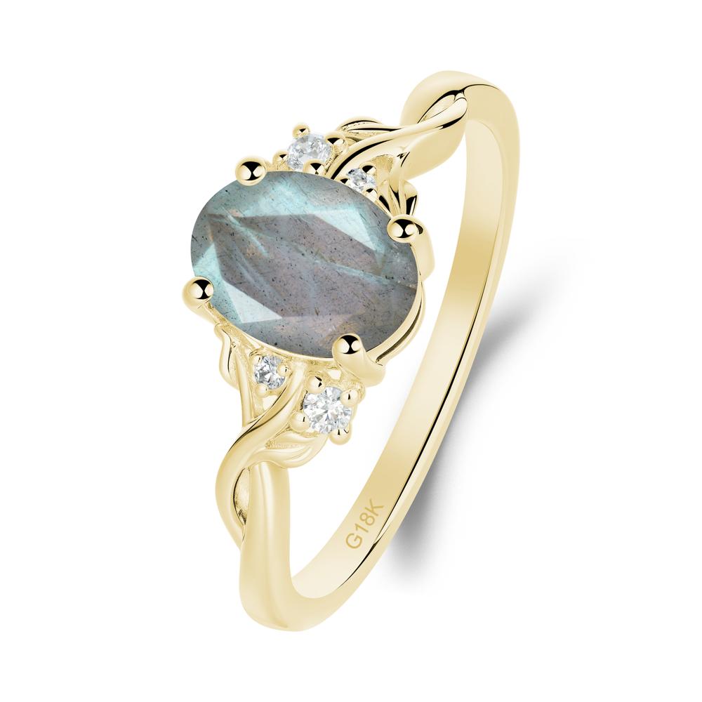 Twist Band Labradorite Leaf Ring - LUO Jewelry #metal_18k yellow gold