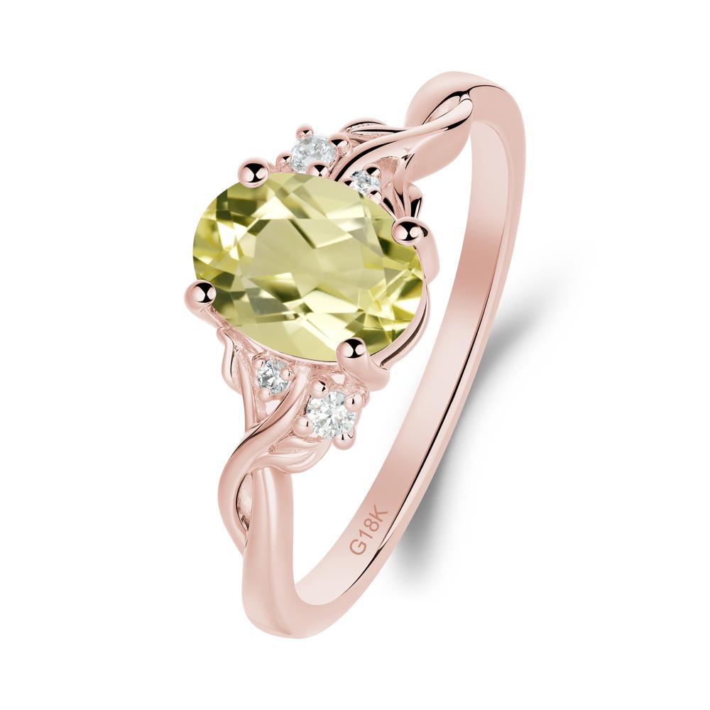 Lemon Quartz Leaf Twist Engagement Ring - LUO Jewelry #metal_18k rose gold