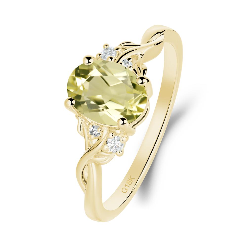 Lemon Quartz Leaf Twist Engagement Ring - LUO Jewelry #metal_18k yellow gold