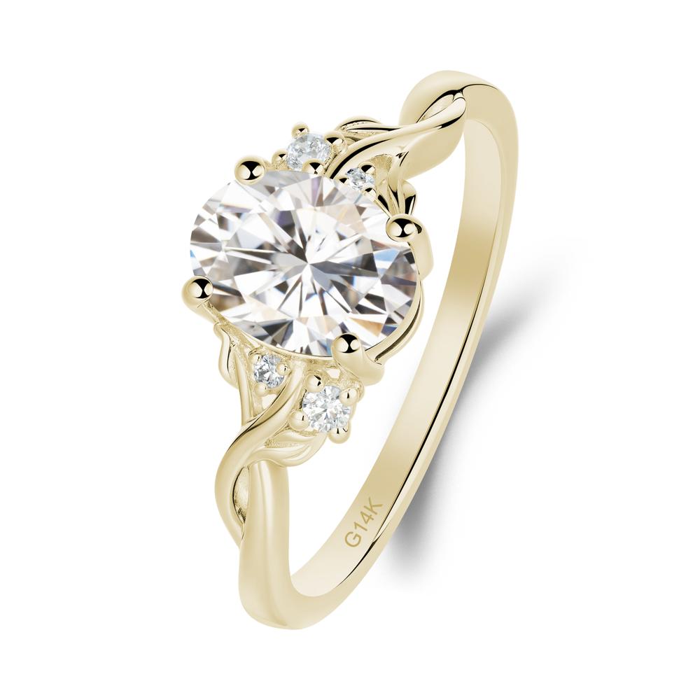 Twist Band Moissanite Leaf Ring - LUO Jewelry #metal_14k yellow gold