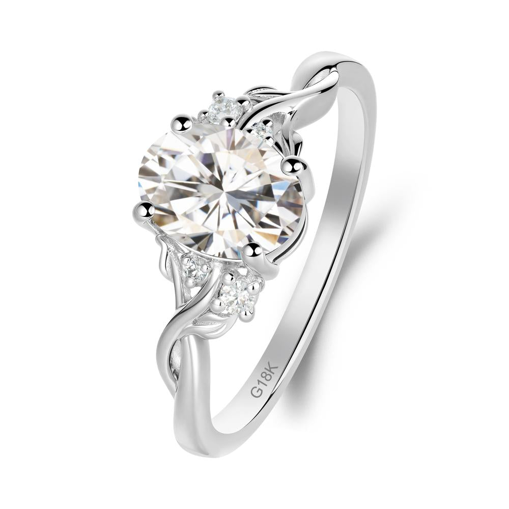 Twist Band Moissanite Leaf Ring - LUO Jewelry #metal_18k white gold