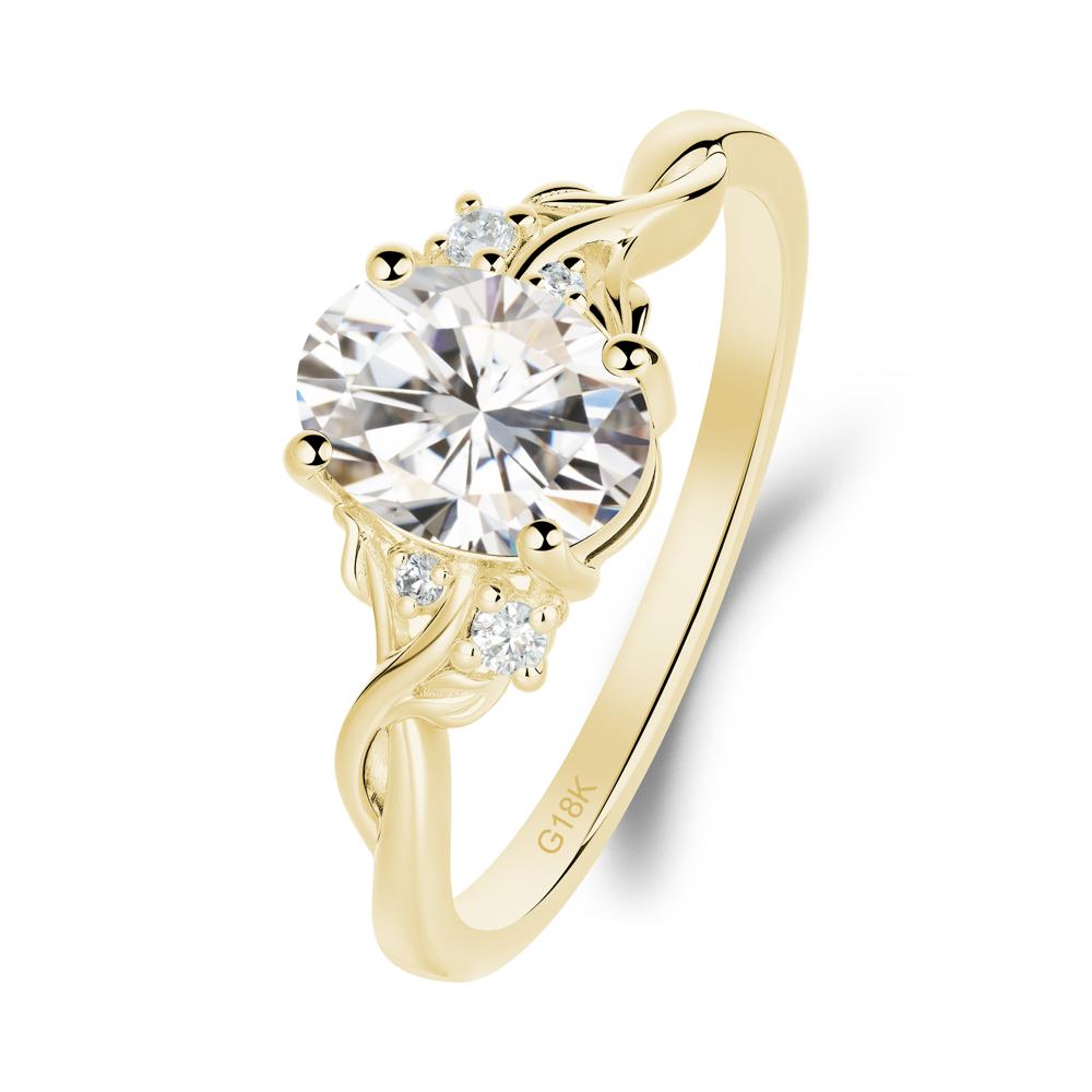 Twist Band Moissanite Leaf Ring - LUO Jewelry #metal_18k yellow gold