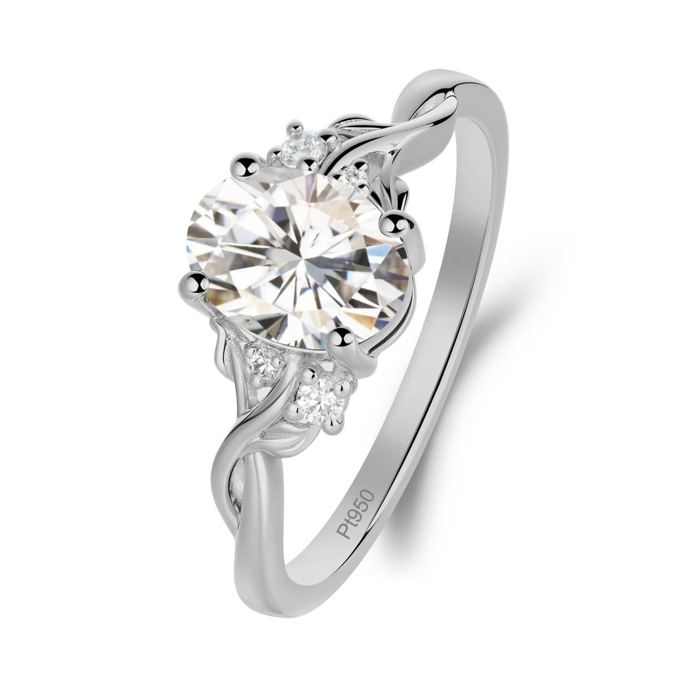 Twist Band Moissanite Leaf Ring - LUO Jewelry #metal_platinum