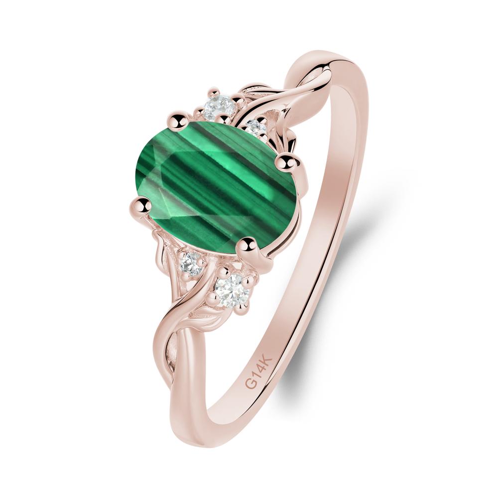 Malachite Leaf Twist Engagement Ring - LUO Jewelry #metal_14k rose gold