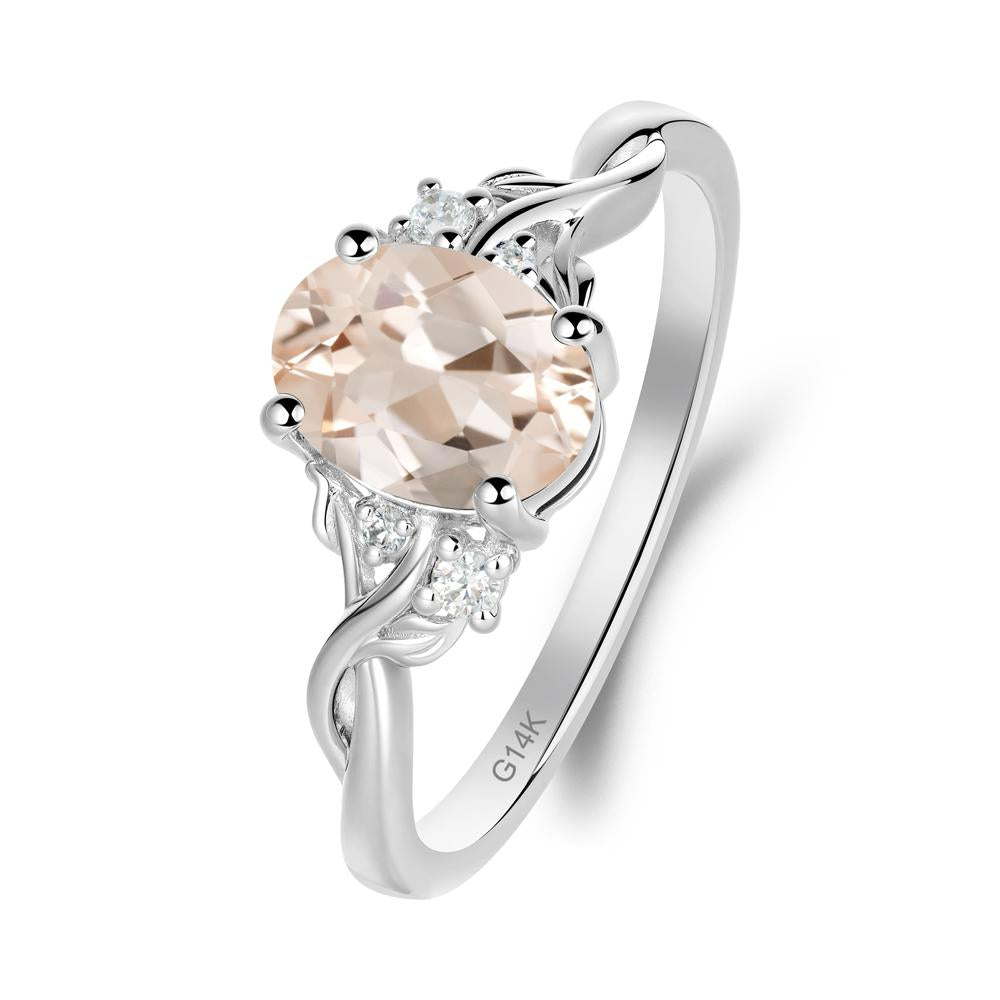 Leaf Inspired Twist Band Morganite Ring - LUO Jewelry #metal_14k white gold