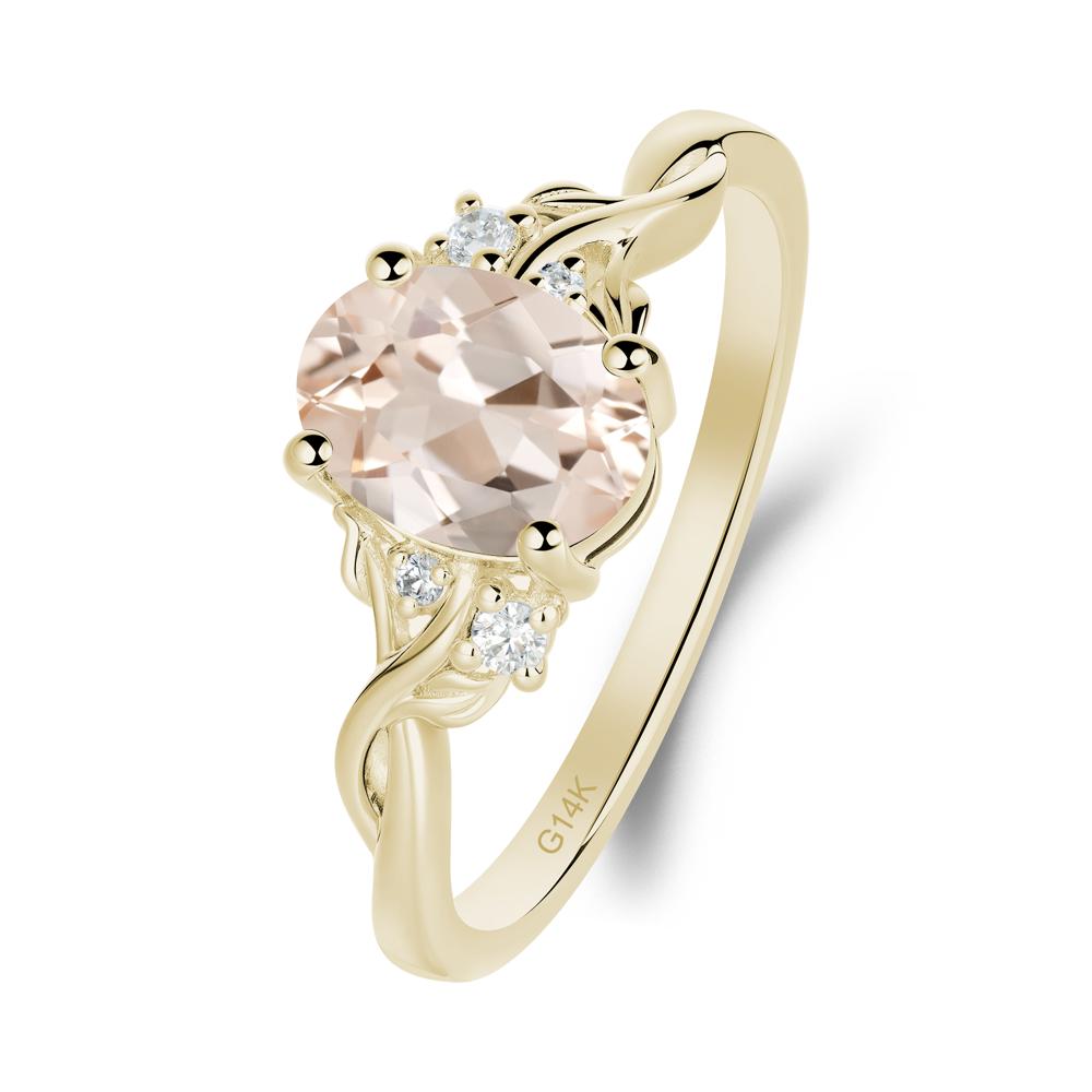 Leaf Inspired Twist Band Morganite Ring - LUO Jewelry #metal_14k yellow gold