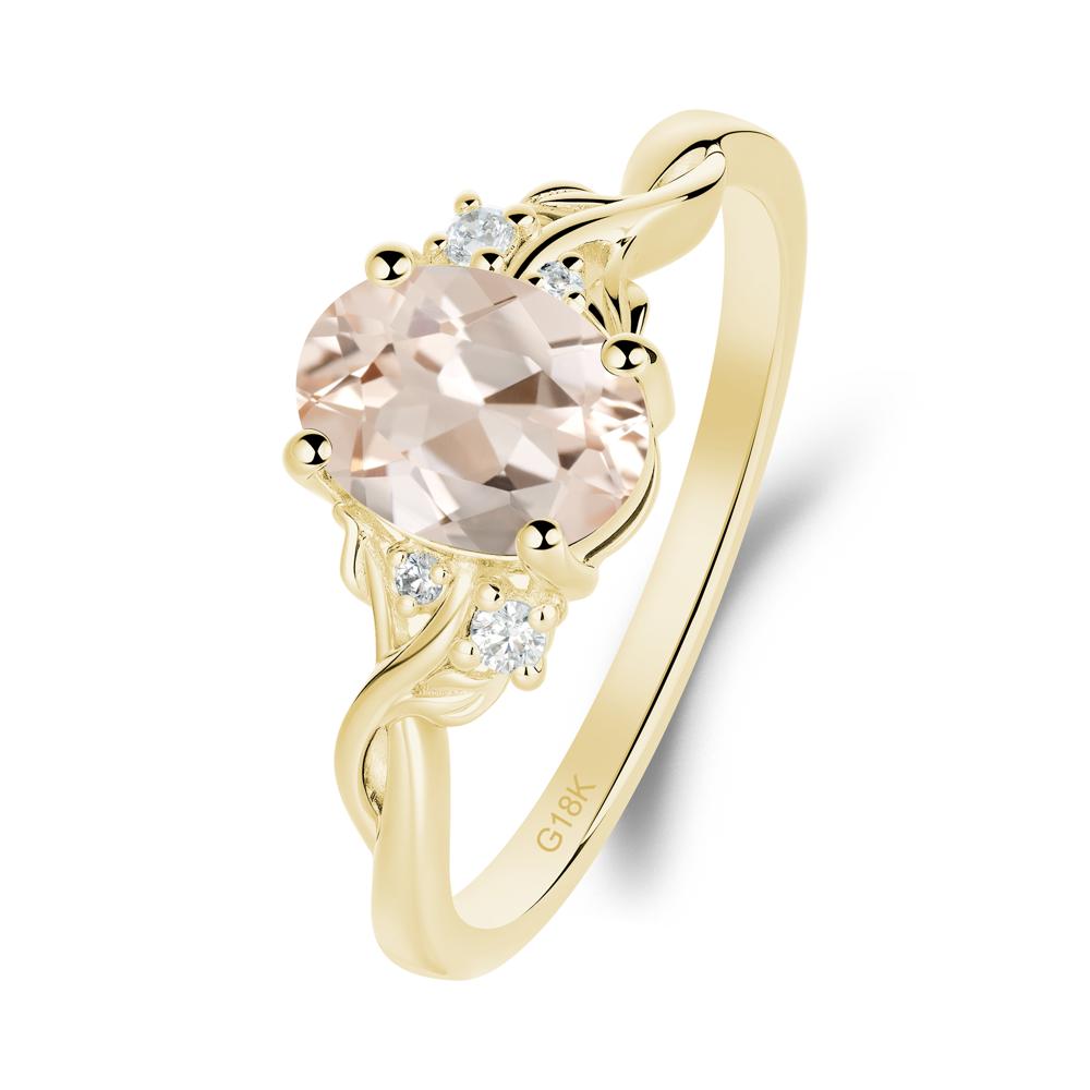 Leaf Inspired Twist Band Morganite Ring - LUO Jewelry #metal_18k yellow gold
