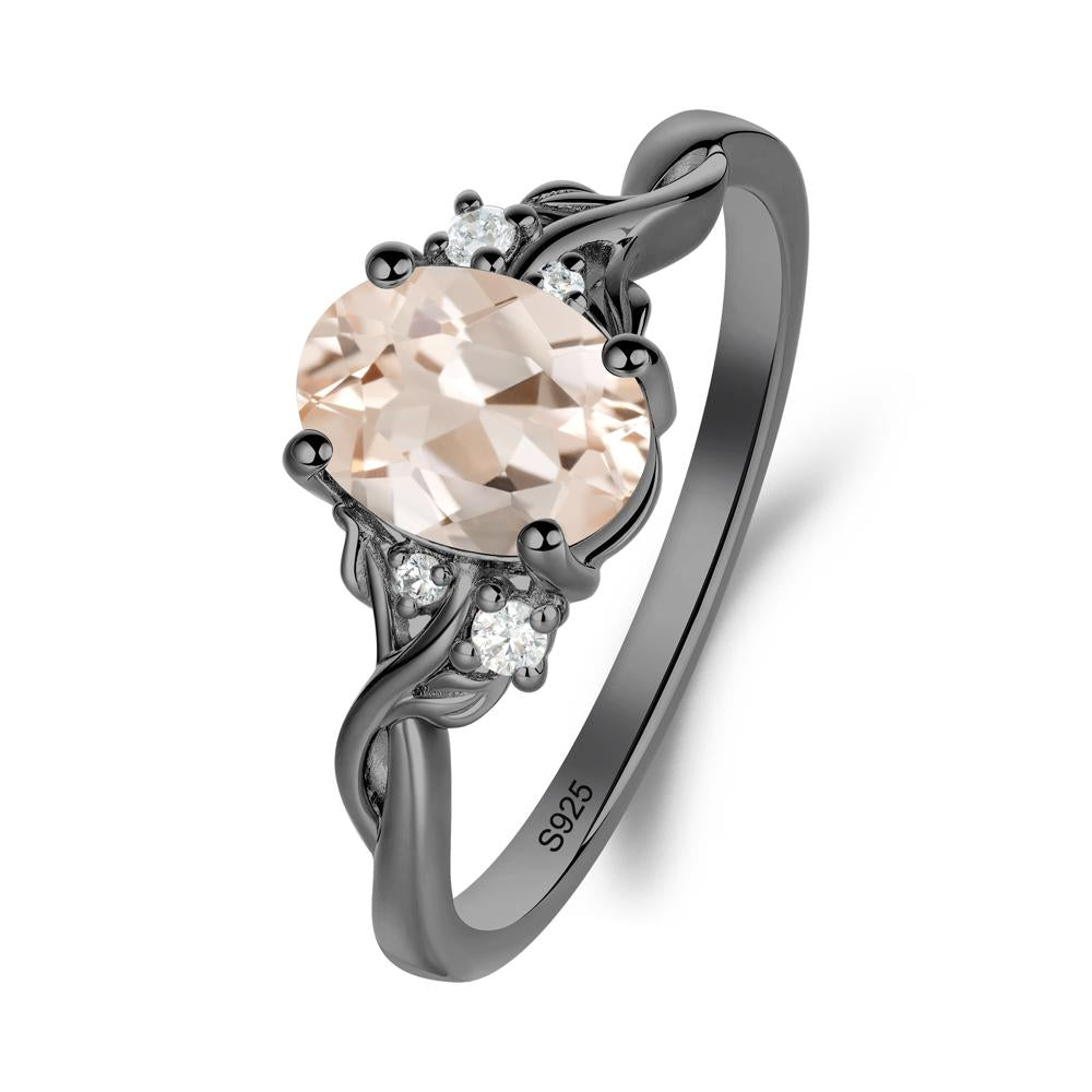 Leaf Inspired Twist Band Morganite Ring - LUO Jewelry #metal_black finish sterling silver