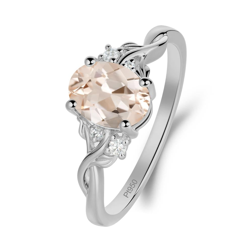 Leaf Inspired Twist Band Morganite Ring - LUO Jewelry #metal_platinum