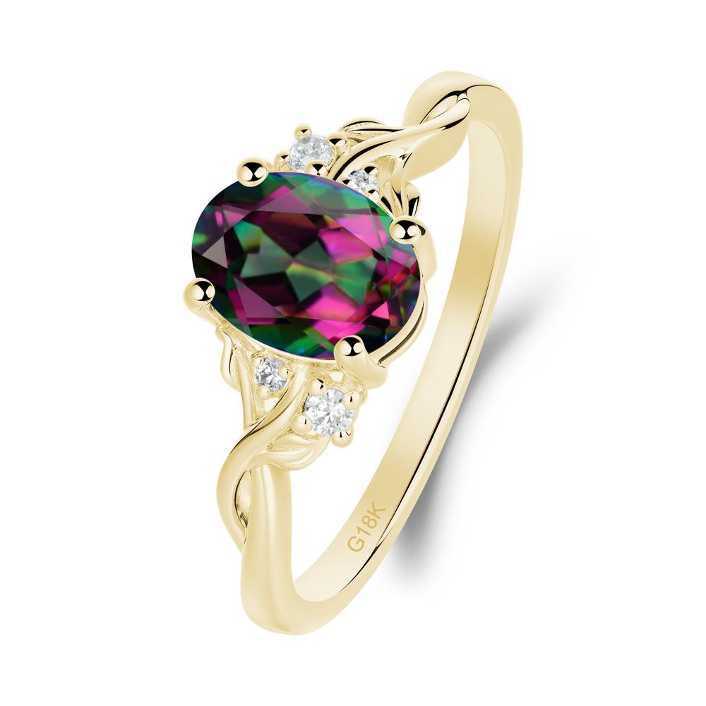 Mystic Topaz Leaf Twist Engagement Ring - LUO Jewelry #metal_18k yellow gold