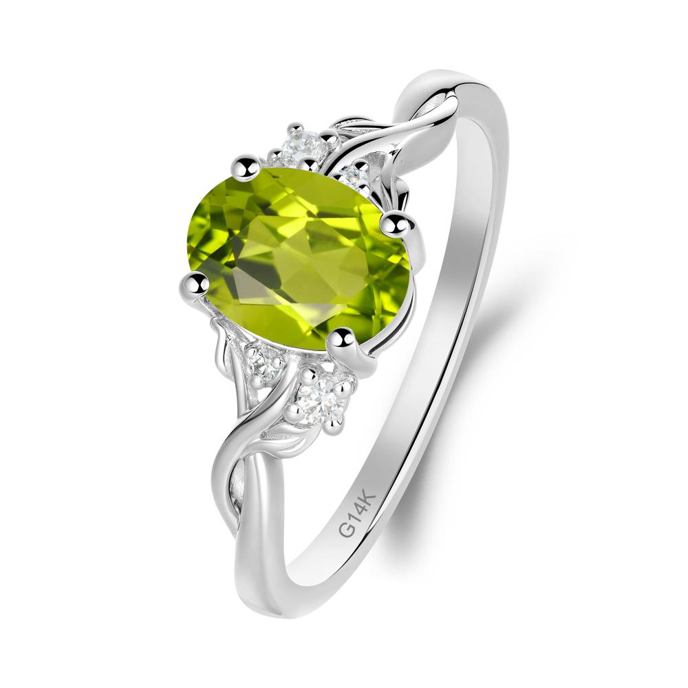 Twist Band Peridot Leaf Ring - LUO Jewelry #metal_14k white gold