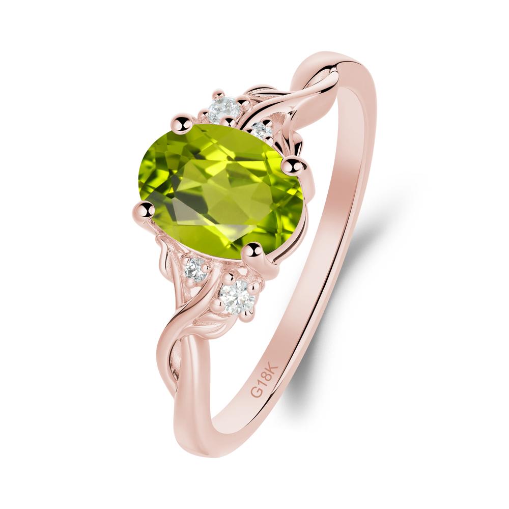 Twist Band Peridot Leaf Ring - LUO Jewelry #metal_18k rose gold