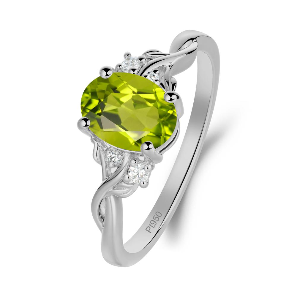 Twist Band Peridot Leaf Ring - LUO Jewelry #metal_platinum