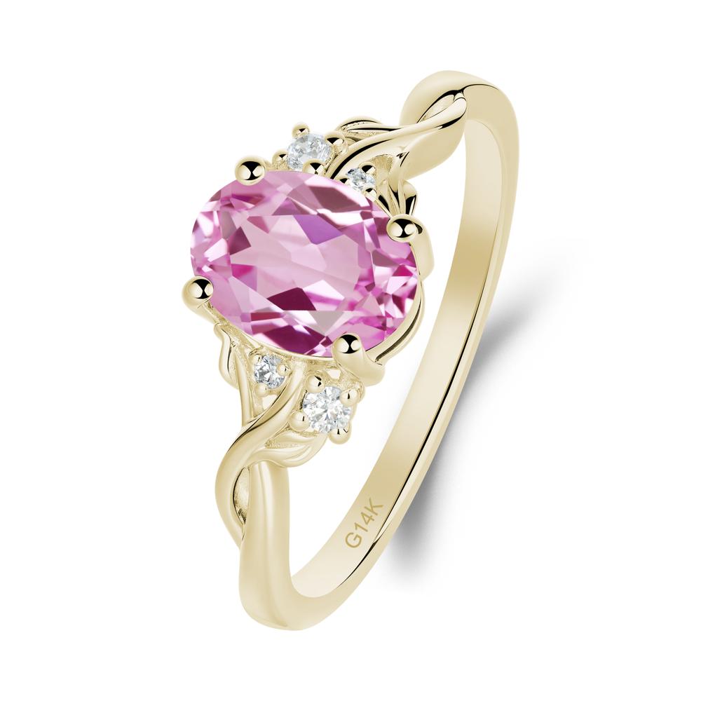 Pink Sapphire Leaf Twist Engagement Ring - LUO Jewelry #metal_14k yellow gold