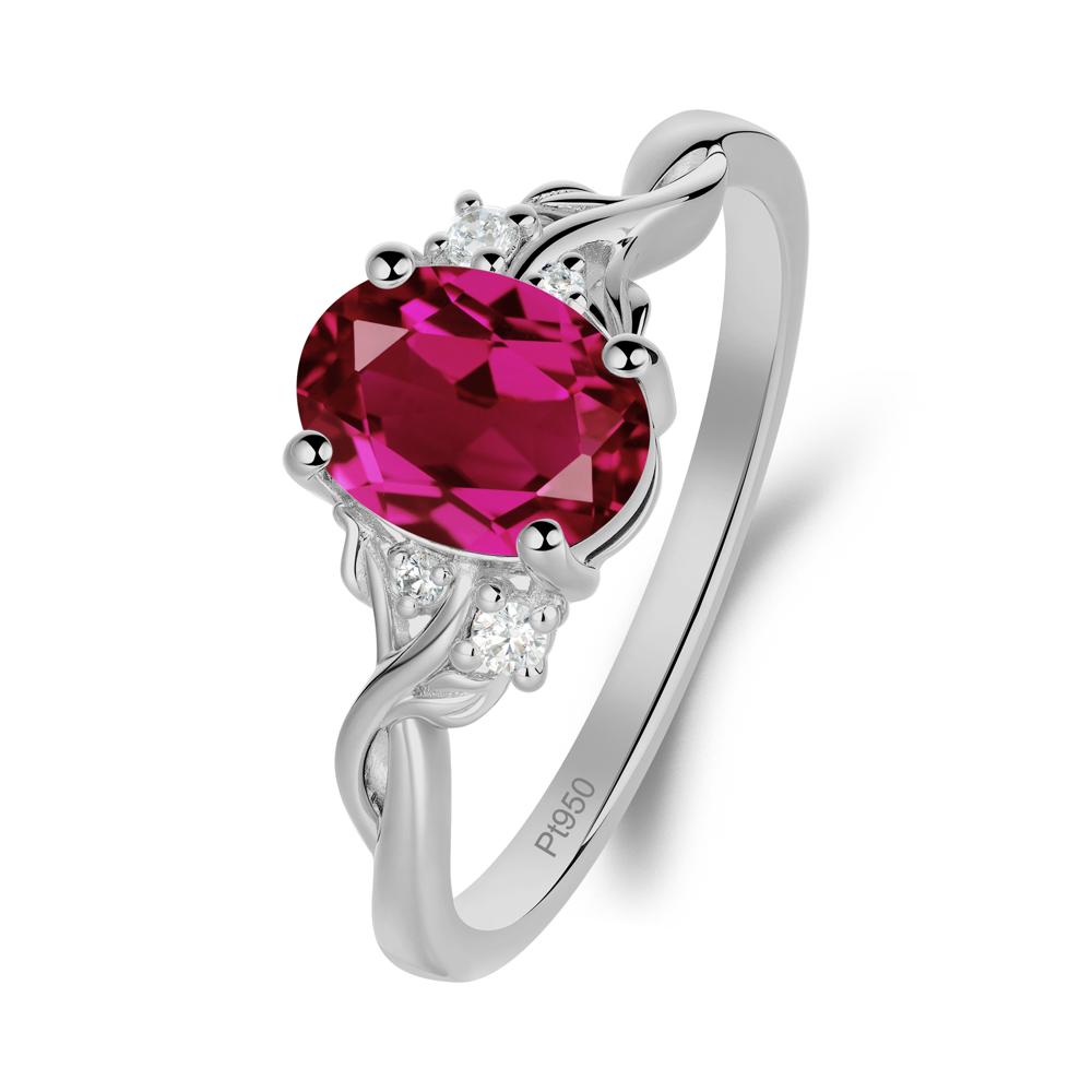Leaf Inspired Twist Band Ruby Ring - LUO Jewelry #metal_platinum