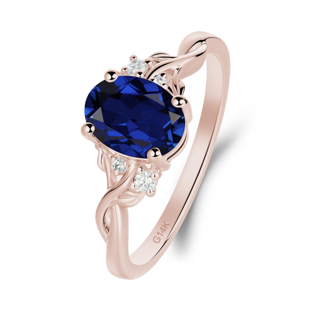 Twist Band Sapphire Leaf Ring - LUO Jewelry #metal_14k rose gold