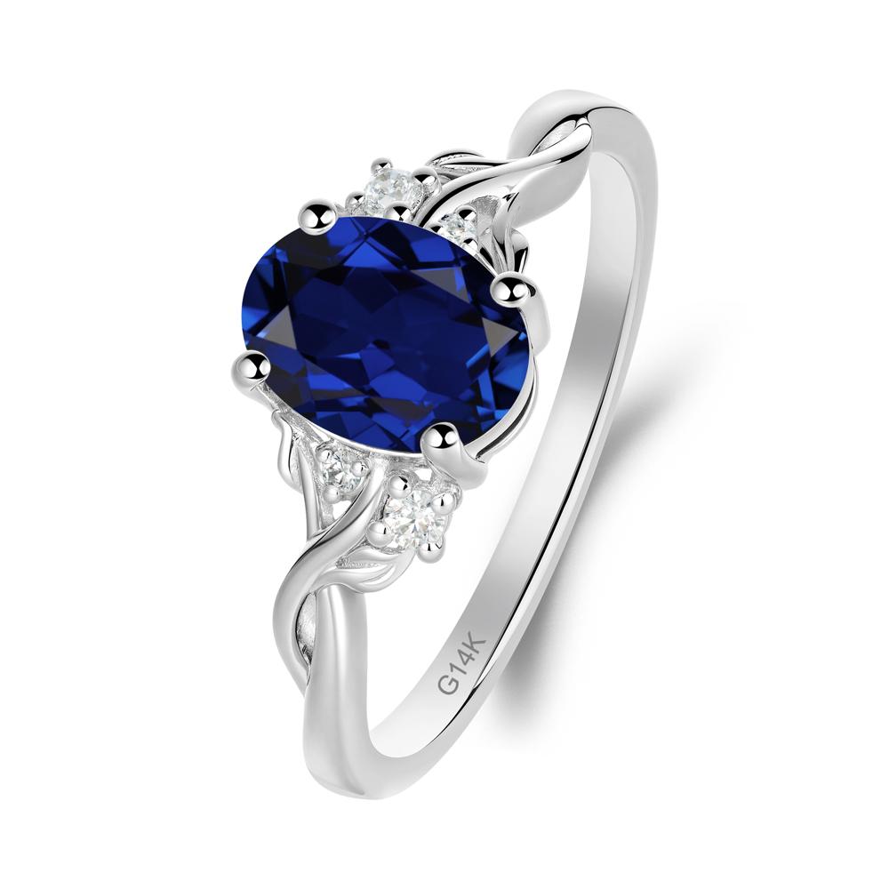 Twist Band Sapphire Leaf Ring - LUO Jewelry #metal_14k white gold
