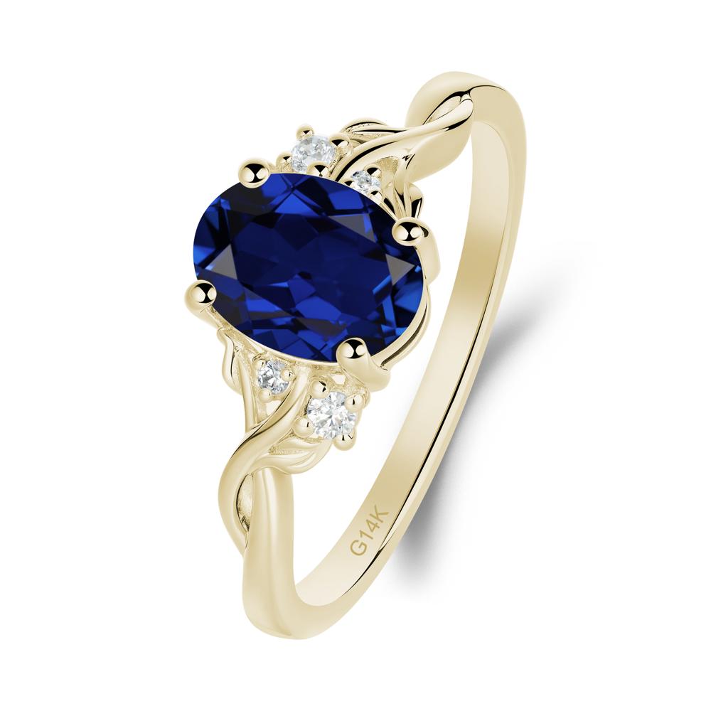 Twist Band Sapphire Leaf Ring - LUO Jewelry #metal_14k yellow gold