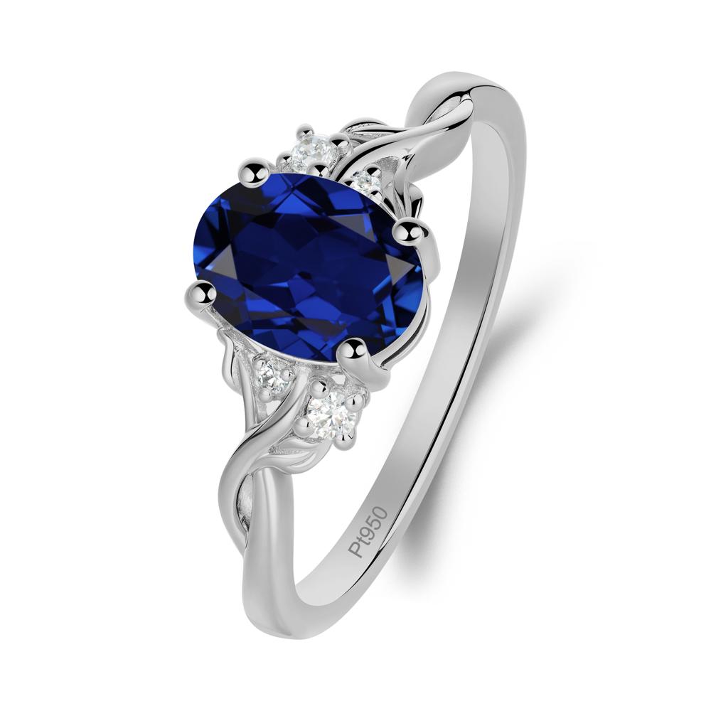 Twist Band Sapphire Leaf Ring - LUO Jewelry #metal_platinum