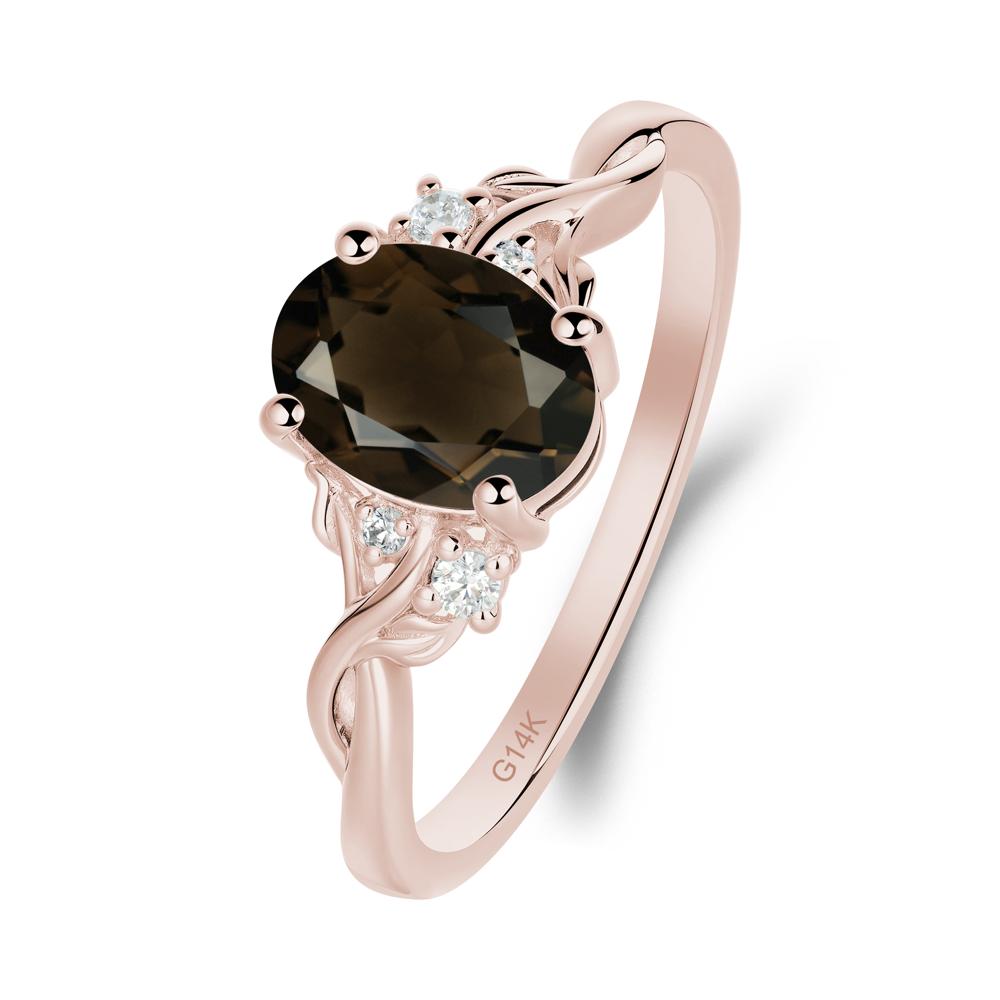 Smoky Quartz Leaf Twist Engagement Ring - LUO Jewelry #metal_14k rose gold