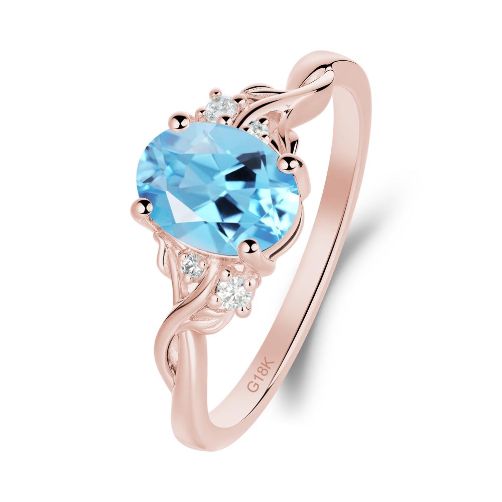 Swiss Blue Topaz Leaf Twist Engagement Ring - LUO Jewelry #metal_18k rose gold