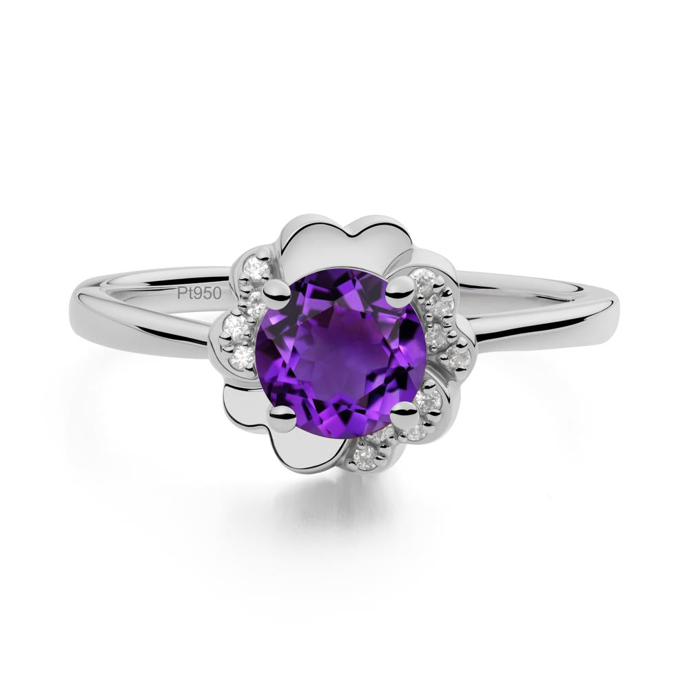 Round Amethyst Floral Engagement Ring - LUO Jewelry #metal_platinum