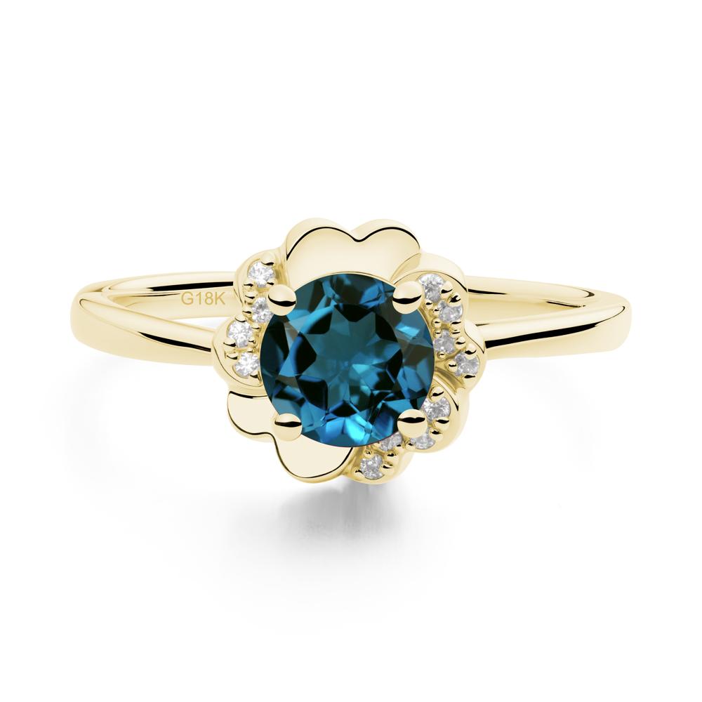 Round London Blue Topaz Floral Engagement Ring - LUO Jewelry #metal_18k yellow gold