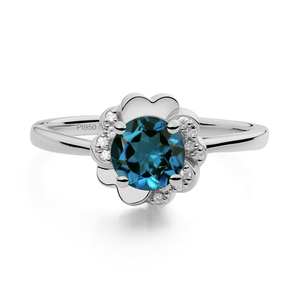 Round London Blue Topaz Floral Engagement Ring - LUO Jewelry #metal_platinum