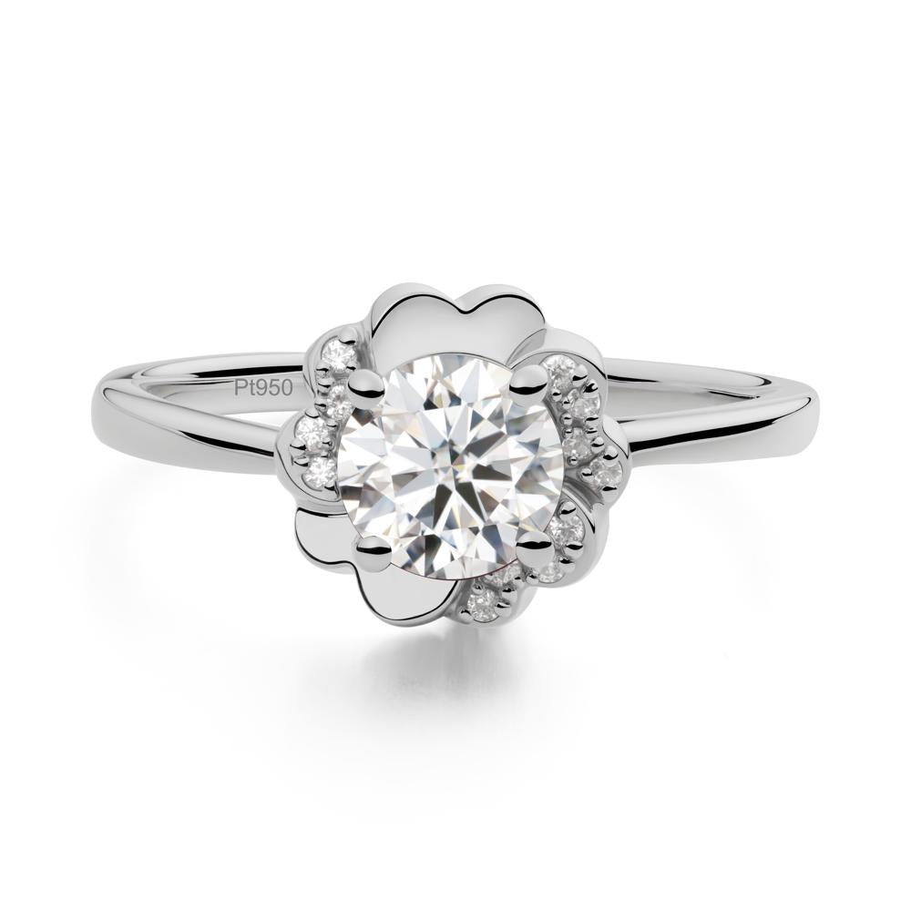 Round Moissanite Floral Engagement Ring - LUO Jewelry #metal_platinum