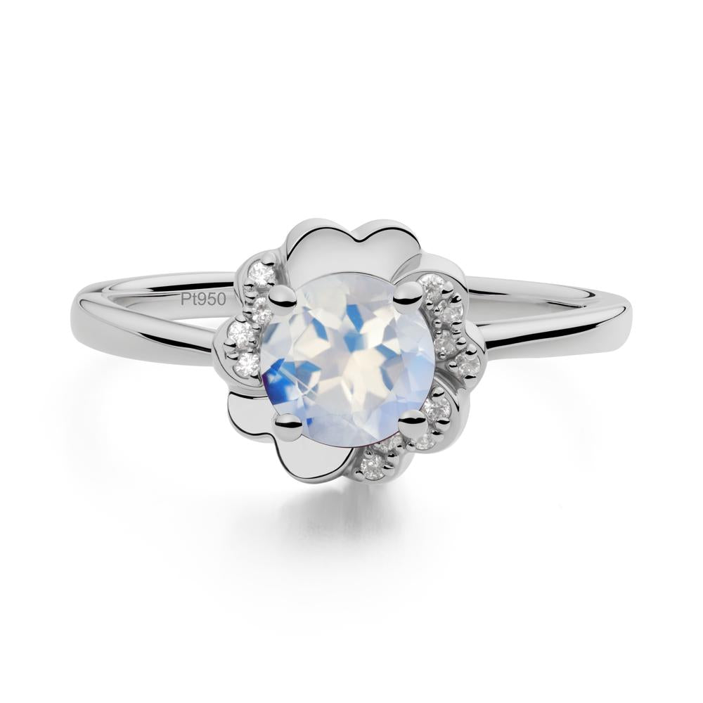 Round Moonstone Floral Engagement Ring - LUO Jewelry #metal_platinum
