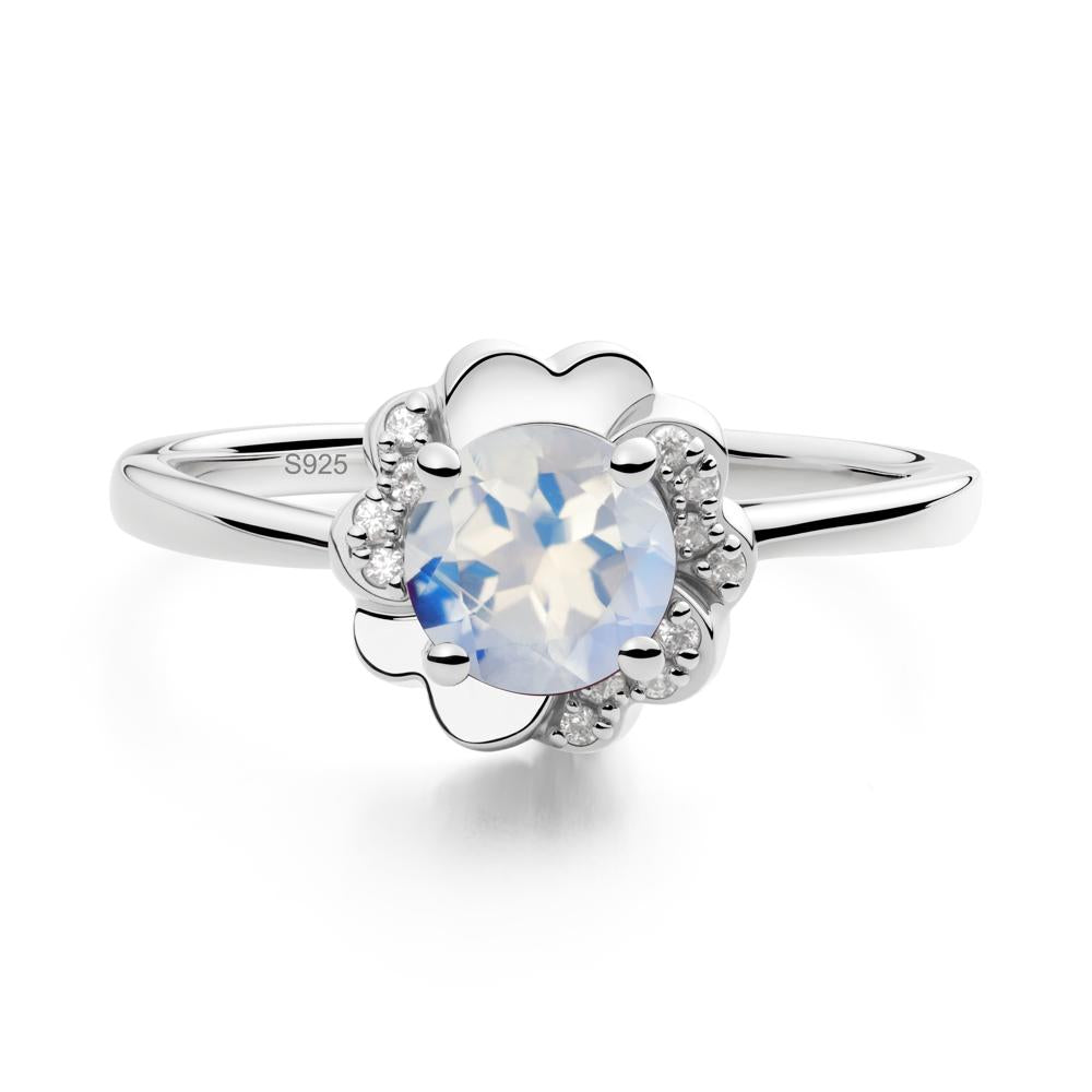 Round Moonstone Floral Engagement Ring - LUO Jewelry #metal_sterling silver