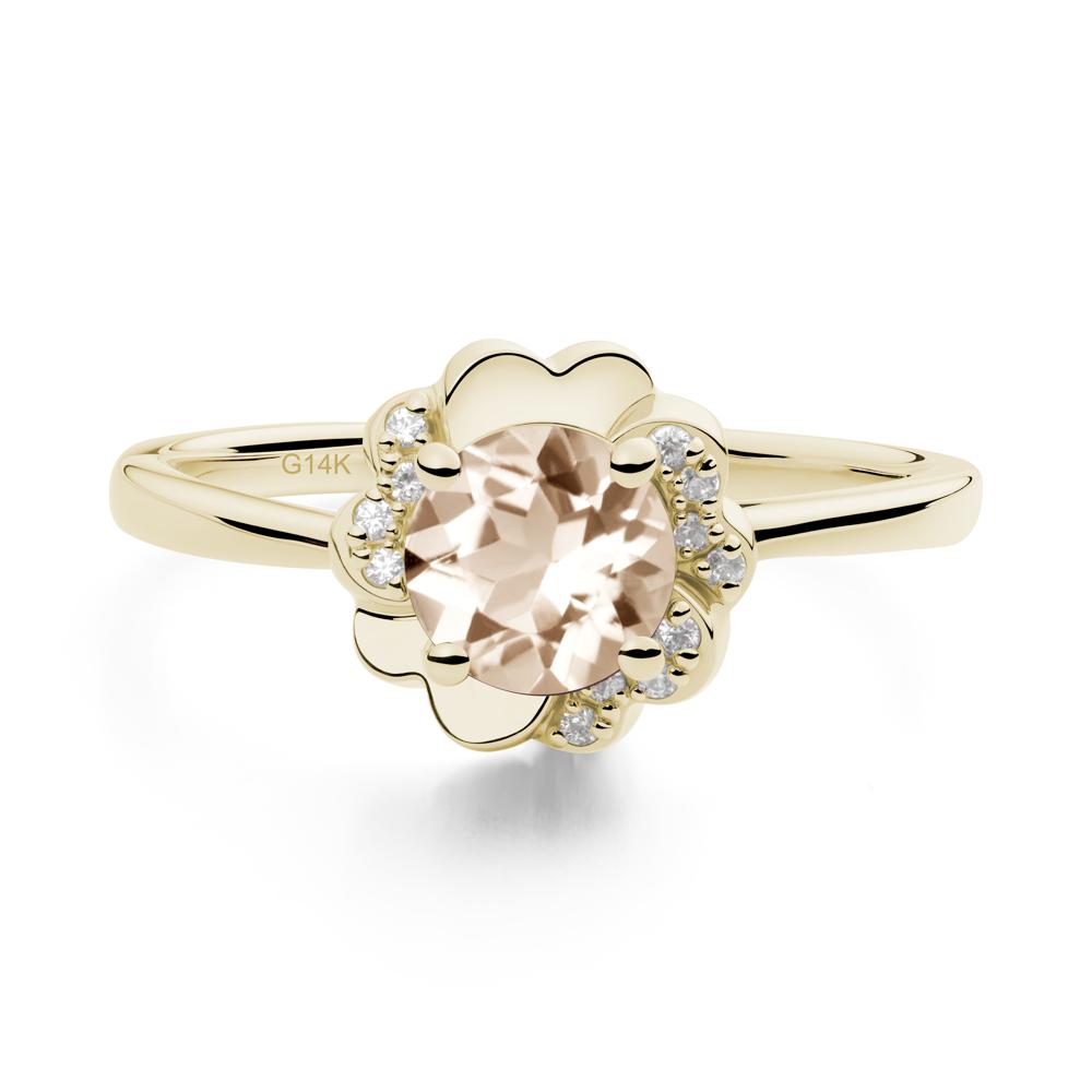 Round Morganite Floral Engagement Ring - LUO Jewelry #metal_14k yellow gold