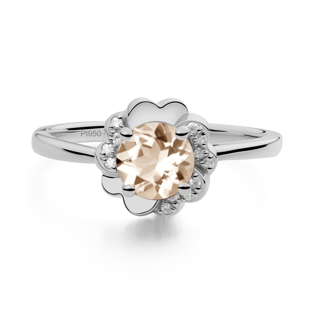 Round Morganite Floral Engagement Ring - LUO Jewelry #metal_platinum