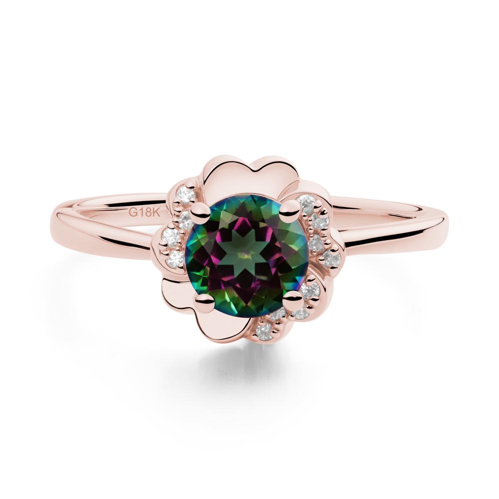 Round Mystic Topaz Floral Engagement Ring - LUO Jewelry #metal_18k rose gold