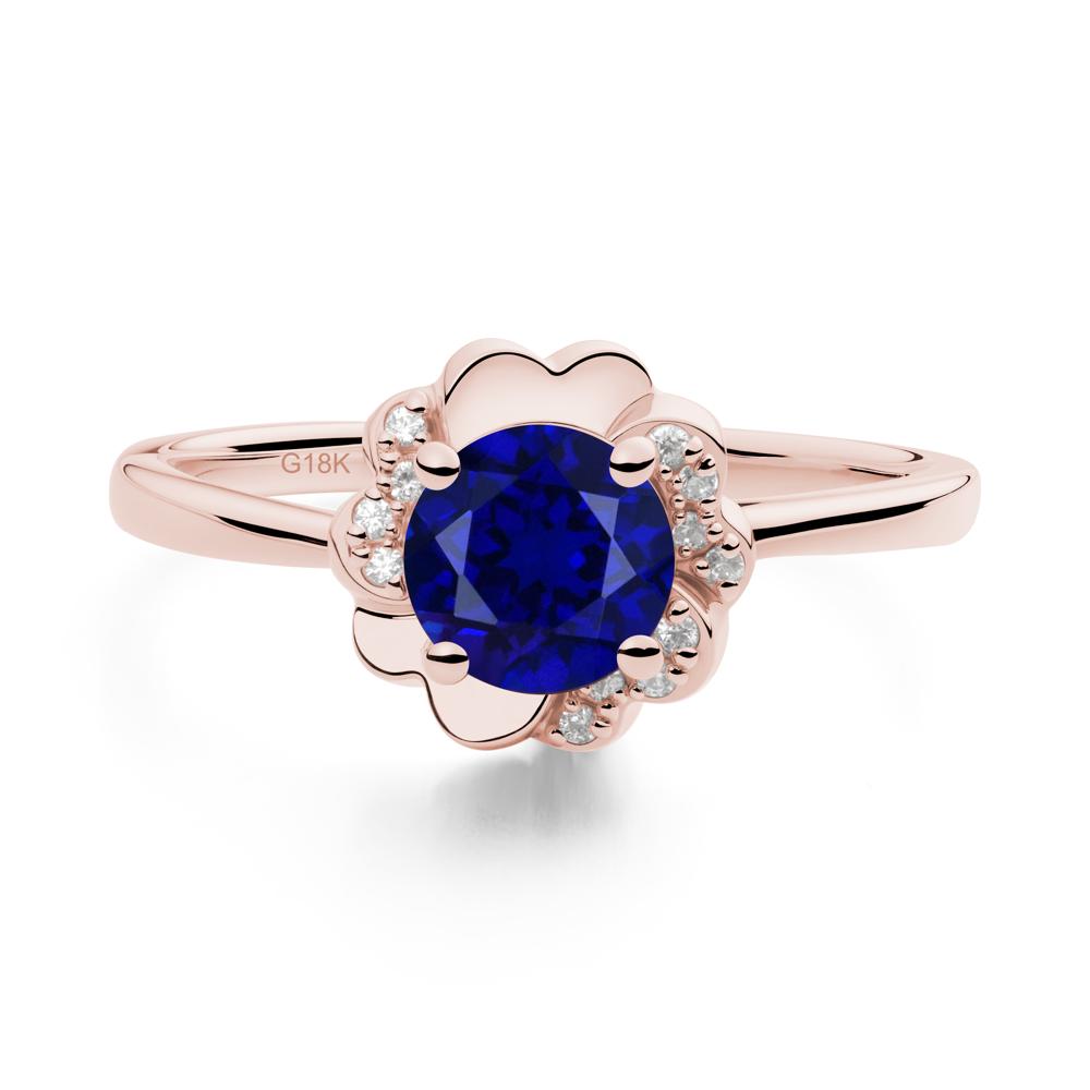 Round Sapphire Floral Engagement Ring - LUO Jewelry #metal_18k rose gold