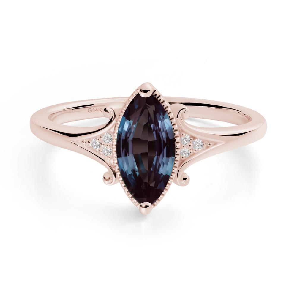 Scrollwork Marquise Alexandrite Ring - LUO Jewelry #metal_14k rose gold