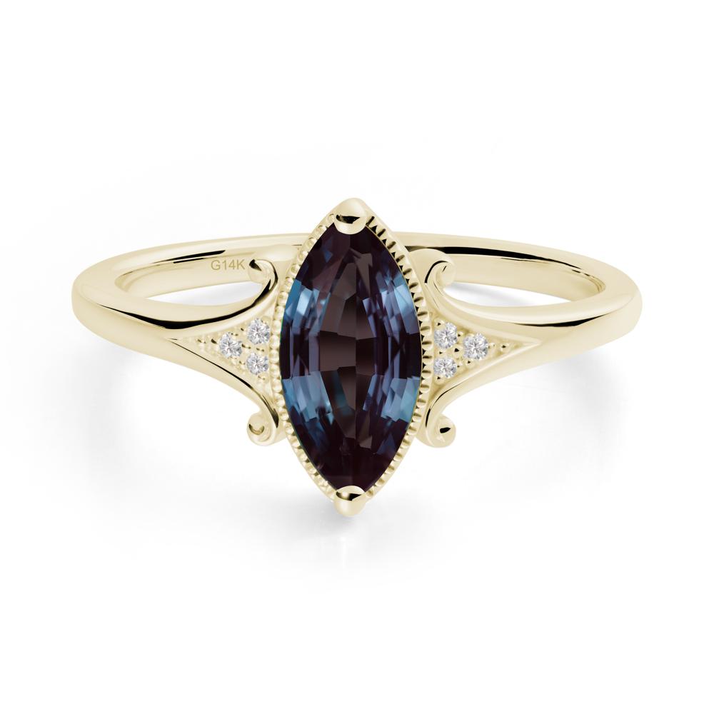 Scrollwork Marquise Alexandrite Ring - LUO Jewelry #metal_14k yellow gold